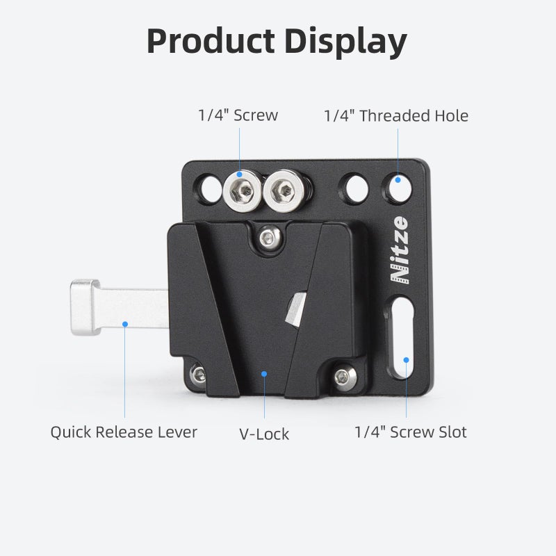 Nitze Mini V Mount Battery Plate, Aluminum Alloy V Mount Plate, with 1/4" Screws - N21C - Image 3